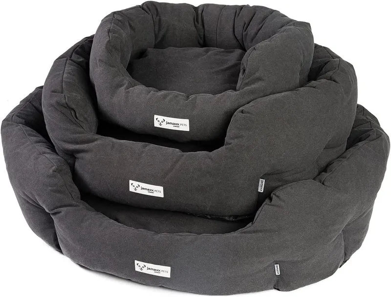 B-Ware: PDB2087, Ovales Hundebett mit Komfort-Füllung, Bezug Waschbar, Vintage Canvas Stoff, Hunde-Korb Körbchen mit Hohen Seitenwänden