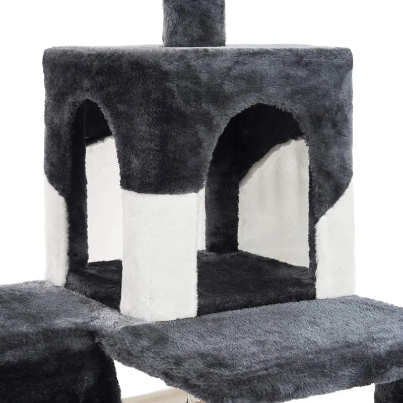 PCT3002 Katzen Kratzbaum 133cm/H Stabiler Kletterbaum Spielbaum mit Extra-Soft Plüsch und Höhle Hängematte Röhre