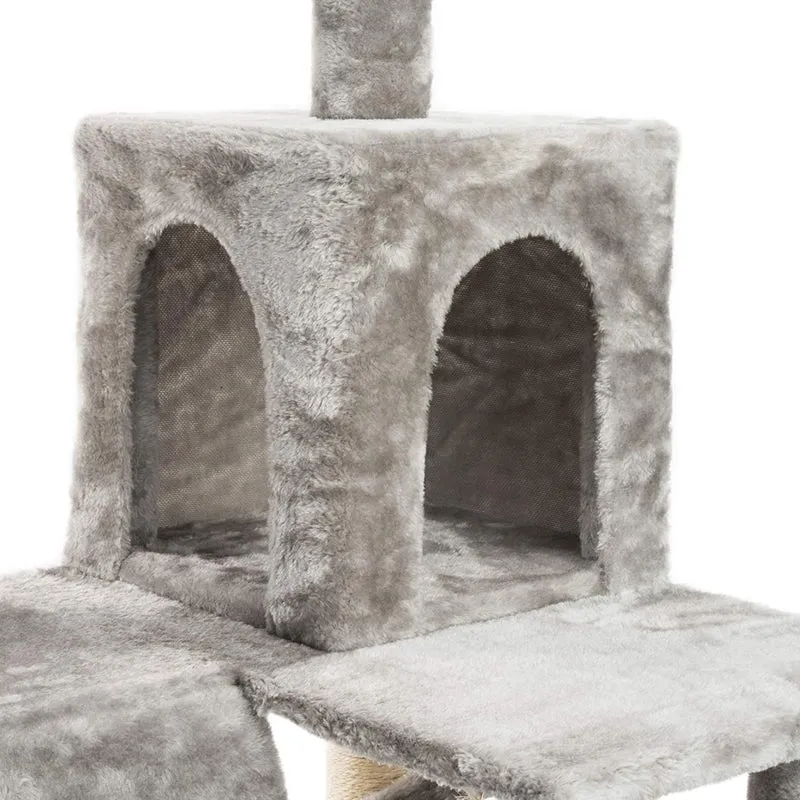 PCT3002 Katzen Kratzbaum 133cm/H Stabiler Kletterbaum Spielbaum mit Extra-Soft Plüsch und Höhle Hängematte Röhre