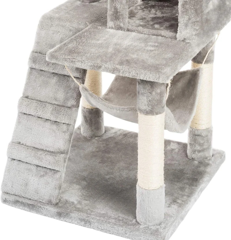 PCT3002 Katzen Kratzbaum 133cm/H Stabiler Kletterbaum Spielbaum mit Extra-Soft Plüsch und Höhle Hängematte Röhre