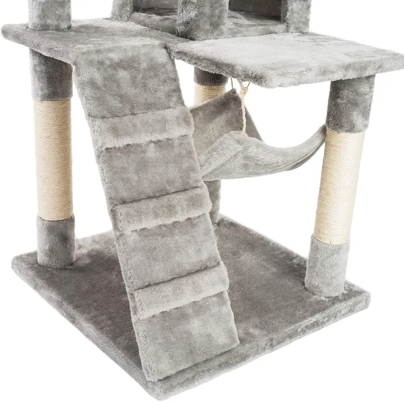 PCT3002 Katzen Kratzbaum 133cm/H Stabiler Kletterbaum Spielbaum mit Extra-Soft Plüsch und Höhle Hängematte Röhre