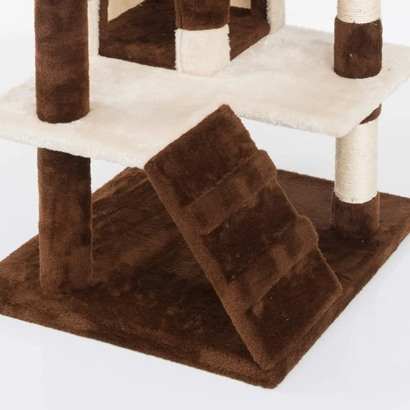 PCT3001 Katzen Kratzbaum 130cm/H Kletterbaum Extra-Soft-Plüsch Spielbaum mit Höhlen Spielbällen und vielen Plattformen