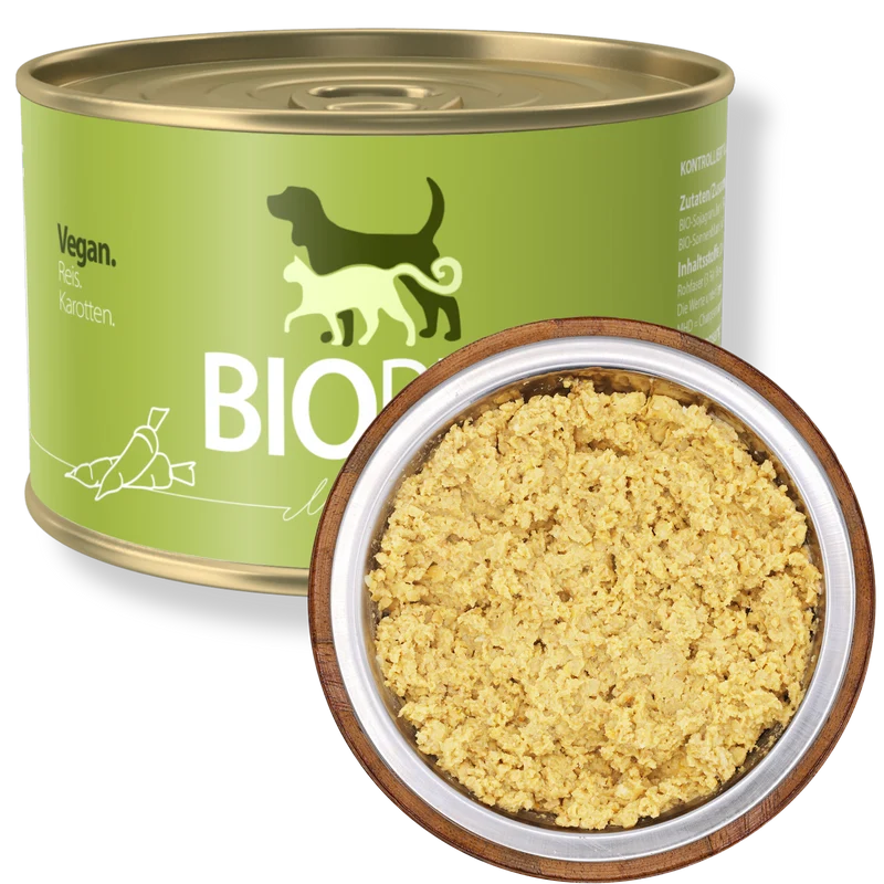 Bio-Feuchtfutter - Vegan, Reis & Karotten für Hunde