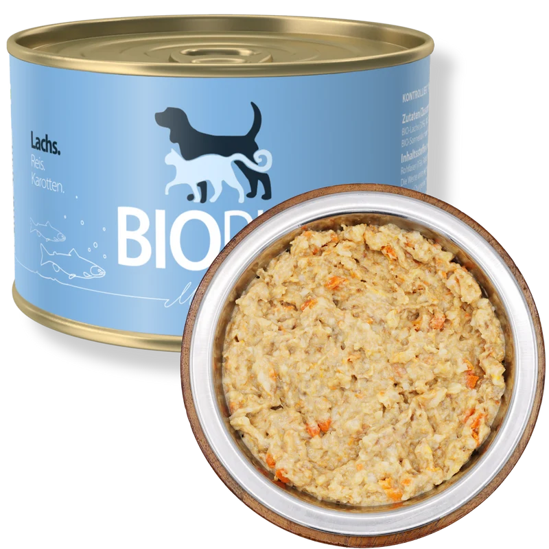 Bio-Alleinfutter - Lachs, Reis & Karotten für Hunde