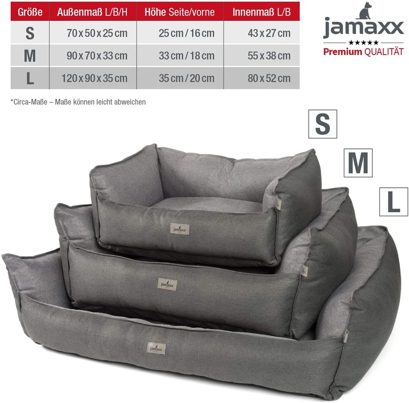 PDB2018 | LUXURY Hundebett / Hunde-Sofa, orthopädisch, extra-hohe Seiten, OEKOTEX Bezug, waschbar