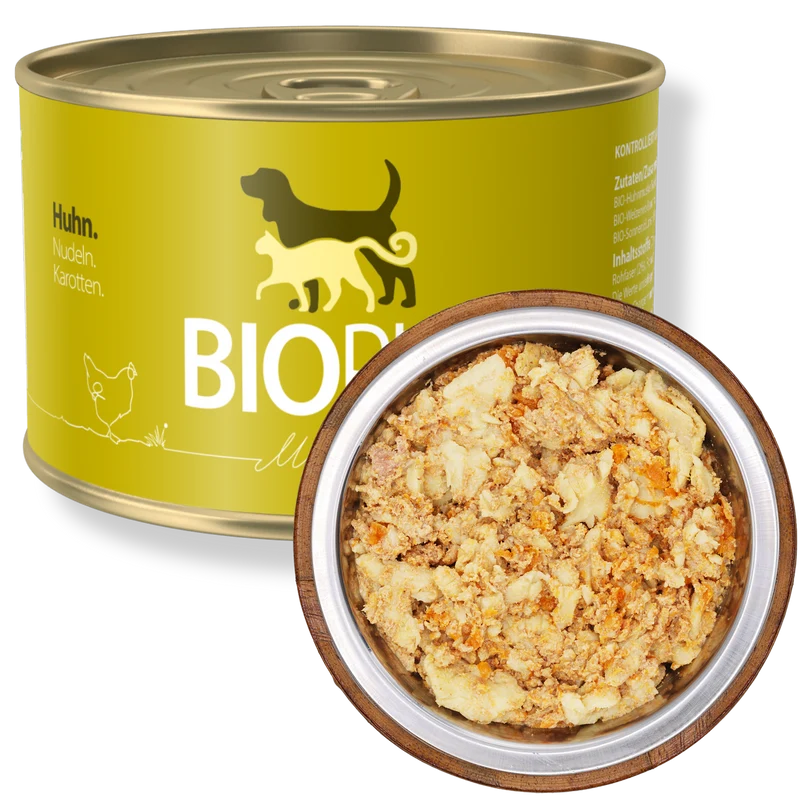 Bio-Alleinfutter - Huhn, Nudeln & Karotten für Hunde