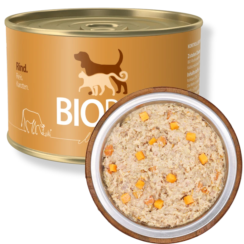 Bio-Alleinfutter - Rind, Reis & Karotten für Hunde