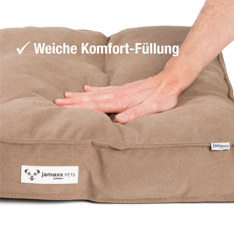 PDB1086, Hundekissen mit Vintage Canvas Bezug, Weiche Komfort-Füllung, Hundebett waschbar, Hundematte in M/L dunkelgrau braun ...