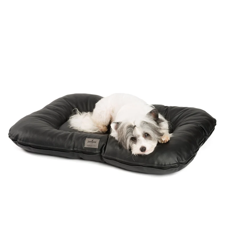 PDB1020 LUXURY, Premium Hunde-Matte, Deluxe Kunstleder, Hundekissen orthopädisch ★ Memory Foam, M+L, grau schwarz braun