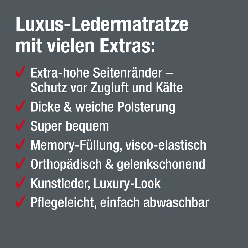 PDB1020 LUXURY, Premium Hunde-Matte, Deluxe Kunstleder, Hundekissen orthopädisch ★ Memory Foam, M+L, grau schwarz braun