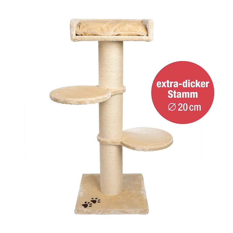 B-Ware: PCT6001, Premium XL Kratzbaum Katzenkratzbaum groß H 155cm, Stabiler Kletterbaum mit 20 cm dicker Stamm & 4cm starke Bodenplatte, Katzenbaum mit weichem Kuschel Plüsch, braun grau ...