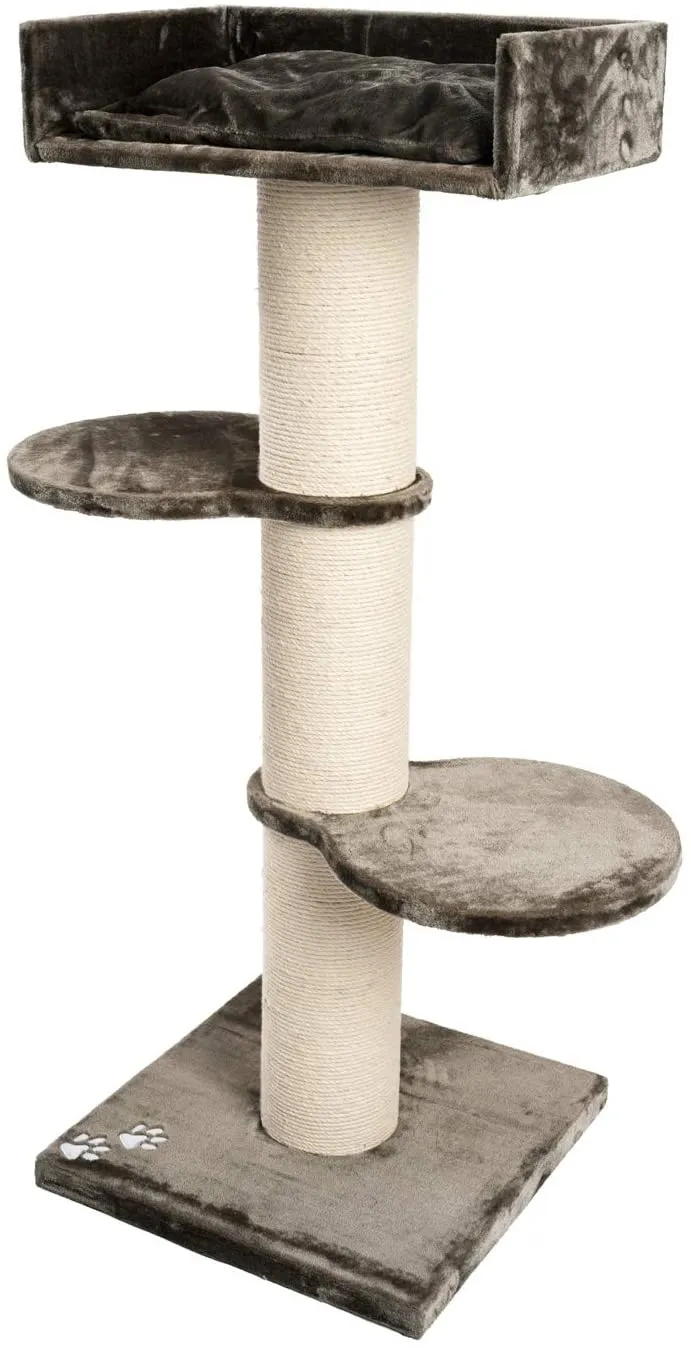 B-Ware: PCT6001, Premium XL Kratzbaum Katzenkratzbaum groß H 155cm, Stabiler Kletterbaum mit 20 cm dicker Stamm & 4cm starke Bodenplatte, Katzenbaum mit weichem Kuschel Plüsch, braun grau ...