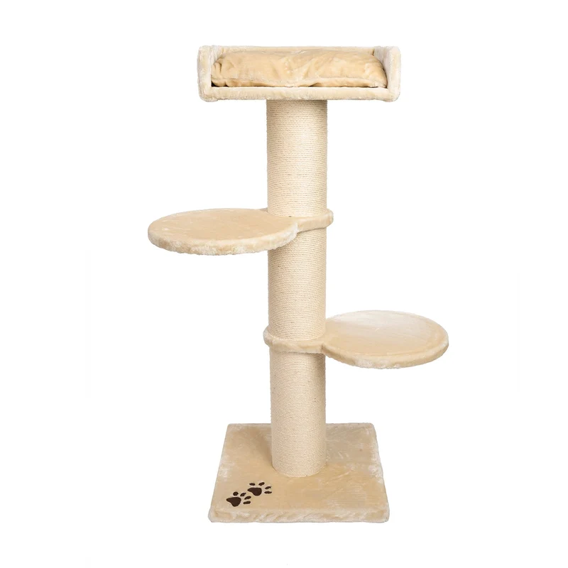 B-Ware: PCT6001, Premium XL Kratzbaum Katzenkratzbaum groß H 155cm, Stabiler Kletterbaum mit 20 cm dicker Stamm & 4cm starke Bodenplatte, Katzenbaum mit weichem Kuschel Plüsch, braun grau ...