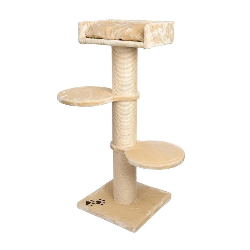 B-Ware: PCT6001, Premium XL Kratzbaum Katzenkratzbaum groß H 155cm, Stabiler Kletterbaum mit 20 cm dicker Stamm & 4cm starke Bodenplatte, Katzenbaum mit weichem Kuschel Plüsch, braun grau ...