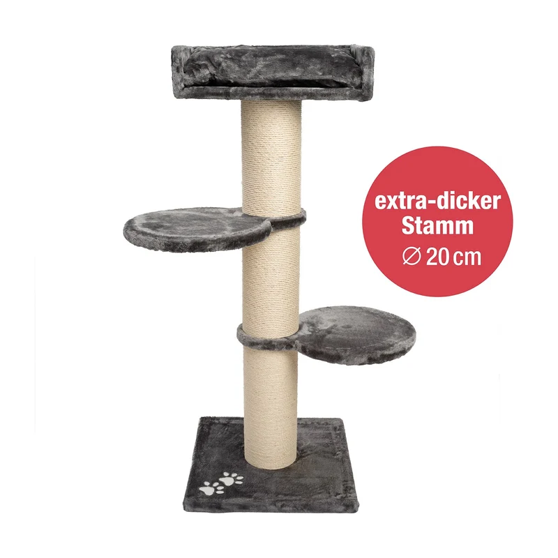 B-Ware: PCT6001, Premium XL Kratzbaum Katzenkratzbaum groß H 155cm, Stabiler Kletterbaum mit 20 cm dicker Stamm & 4cm starke Bodenplatte, Katzenbaum mit weichem Kuschel Plüsch, braun grau ...