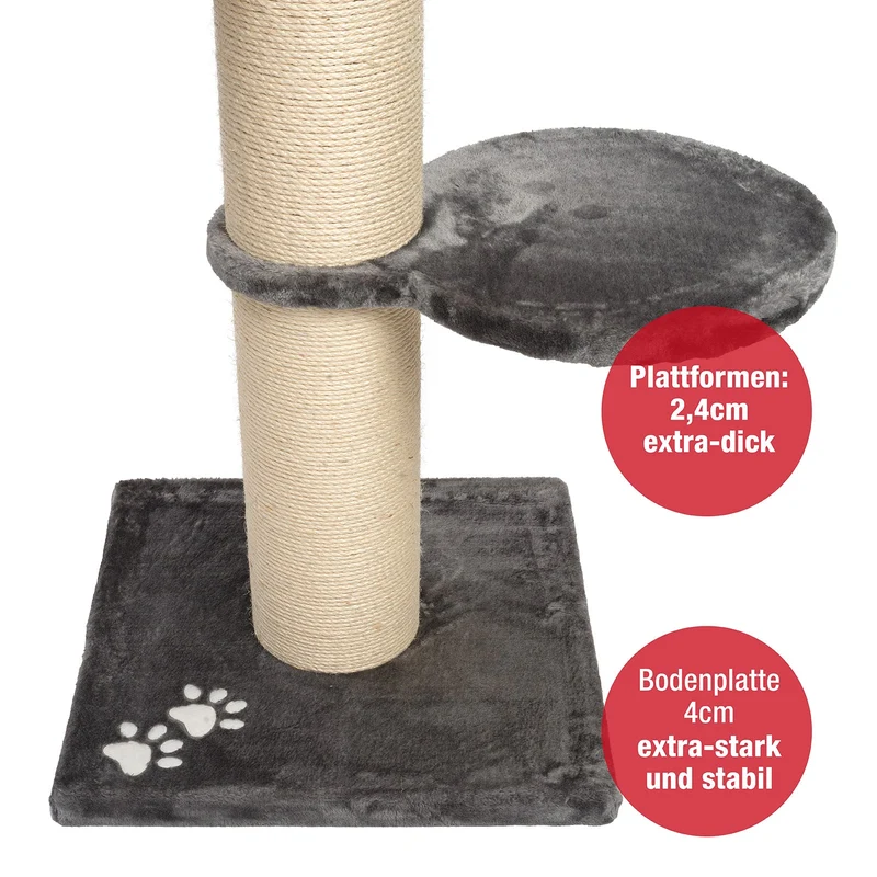 B-Ware: PCT6001, Premium XL Kratzbaum Katzenkratzbaum groß H 155cm, Stabiler Kletterbaum mit 20 cm dicker Stamm & 4cm starke Bodenplatte, Katzenbaum mit weichem Kuschel Plüsch, braun grau ...