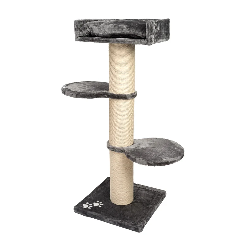 B-Ware: PCT6001, Premium XL Kratzbaum Katzenkratzbaum groß H 155cm, Stabiler Kletterbaum mit 20 cm dicker Stamm & 4cm starke Bodenplatte, Katzenbaum mit weichem Kuschel Plüsch, braun grau ...