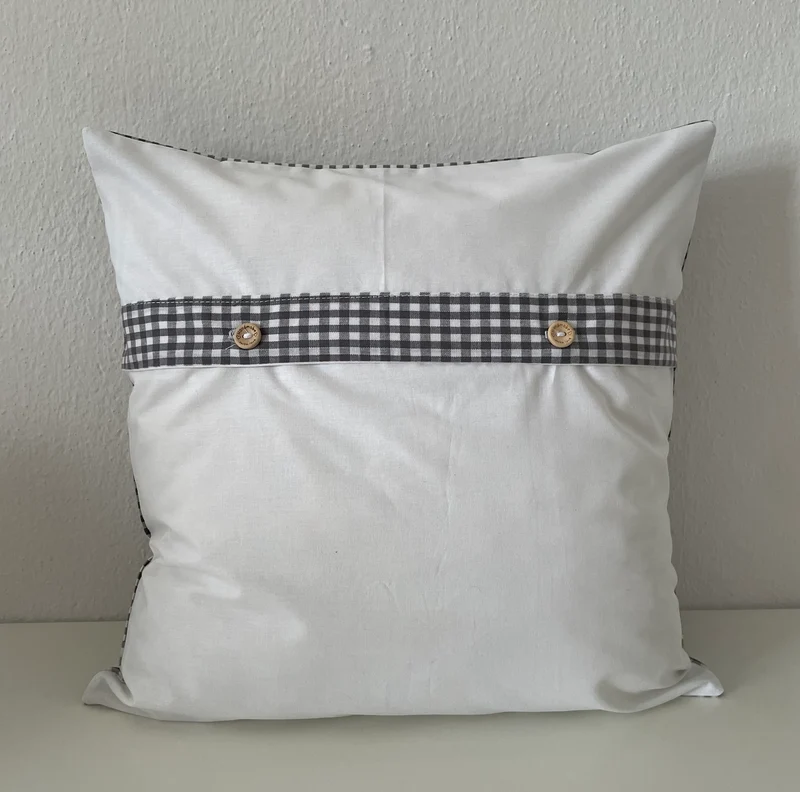 Patchwork Kissenhülle, Landhausstil Kissenbezug, grau/gelb/grün/weiß 40x40cm