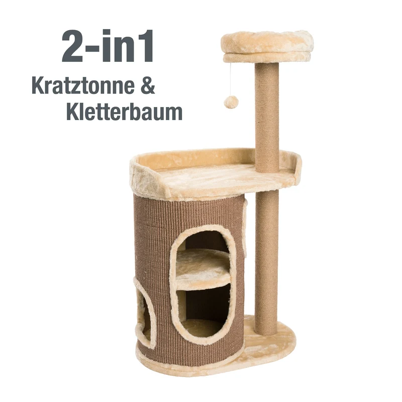 PCT6007 - JAMAXX 2-in-1 Kratzbaum mit integrierter Kratztonne (mit Sisal bezogen), H 115cm, Stabil, Weich, Kuschelig