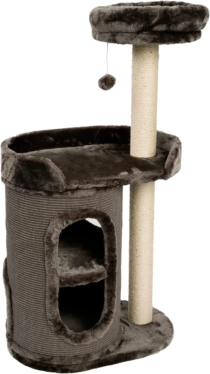 PCT6007 - JAMAXX 2-in-1 Kratzbaum mit integrierter Kratztonne (mit Sisal bezogen), H 115cm, Stabil, Weich, Kuschelig