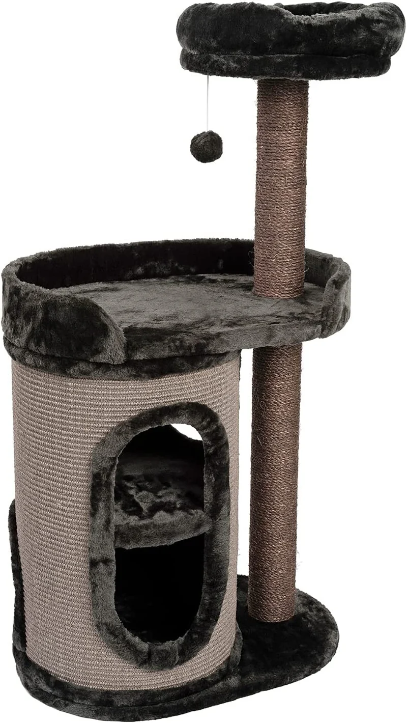PCT6007 - JAMAXX 2-in-1 Kratzbaum mit integrierter Kratztonne (mit Sisal bezogen), H 115cm, Stabil, Weich, Kuschelig