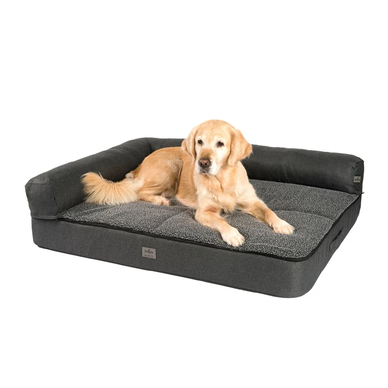 B-Ware: PDB3015, Premium 4-in-1 Hundesofa, ergonomisches Hundebett, abnehmbare Polster, Winter Wechselbezug, Waschbar, Orthopädische Hundematte ★ Memory Foam Matratze, M+L, braun & dunkelgrau
