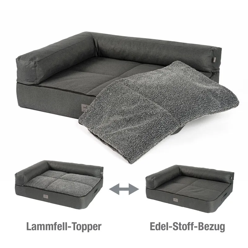 B-Ware: PDB3015, Premium 4-in-1 Hundesofa, ergonomisches Hundebett, abnehmbare Polster, Winter Wechselbezug, Waschbar, Orthopädische Hundematte ★ Memory Foam Matratze, M+L, braun & dunkelgrau