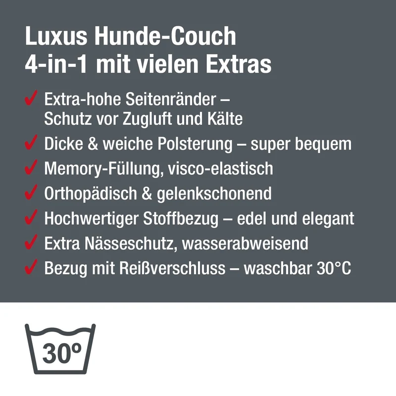 B-Ware: PDB3015, Premium 4-in-1 Hundesofa, ergonomisches Hundebett, abnehmbare Polster, Winter Wechselbezug, Waschbar, Orthopädische Hundematte ★ Memory Foam Matratze, M+L, braun & dunkelgrau