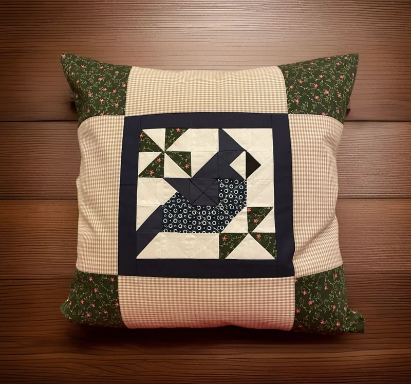 Patchwork Kissenhülle, Landhausstil Kissenbezug,Vogel, beige/blau/grün/braun