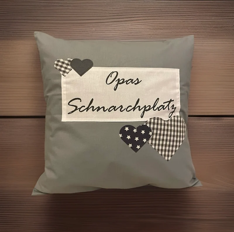 Landhausstil Kissenhülle * Kissenbezug * Dekokissen grau * Opas Schnarchplatz *