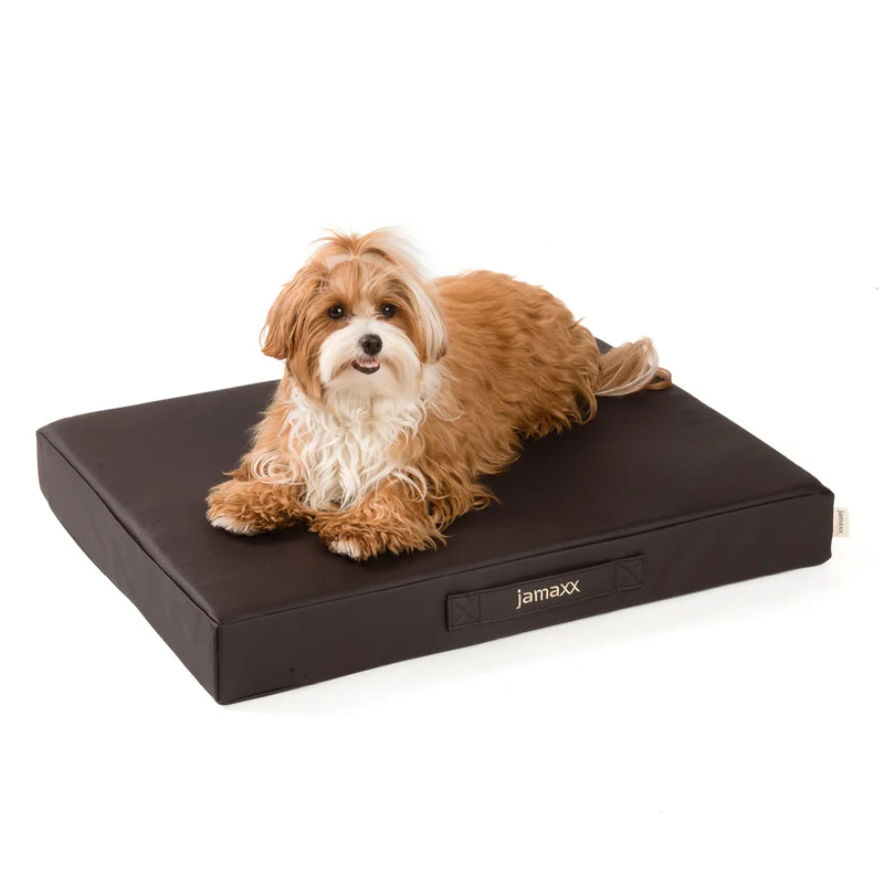 PDB1017, Premium Hunde-Matratze, Deluxe Kunstleder, 2-Lagen Orthopädische HundeMatte ★ Memory Foam, S/M/L, braun grau schwarz