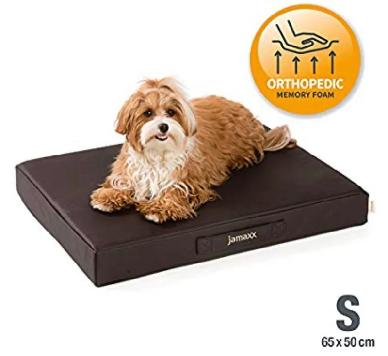 PDB1017, Premium Hunde-Matratze, Deluxe Kunstleder, 2-Lagen Orthopädische HundeMatte ★ Memory Foam, S/M/L, braun grau schwarz