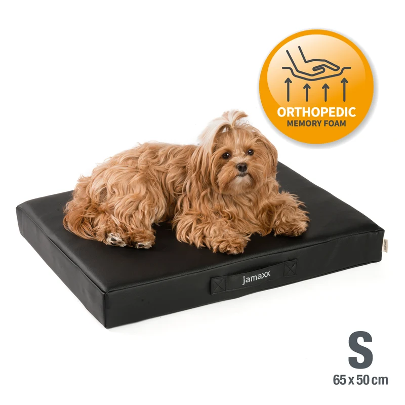 PDB1017, Premium Hunde-Matratze, Deluxe Kunstleder, 2-Lagen Orthopädische HundeMatte ★ Memory Foam, S/M/L, braun grau schwarz