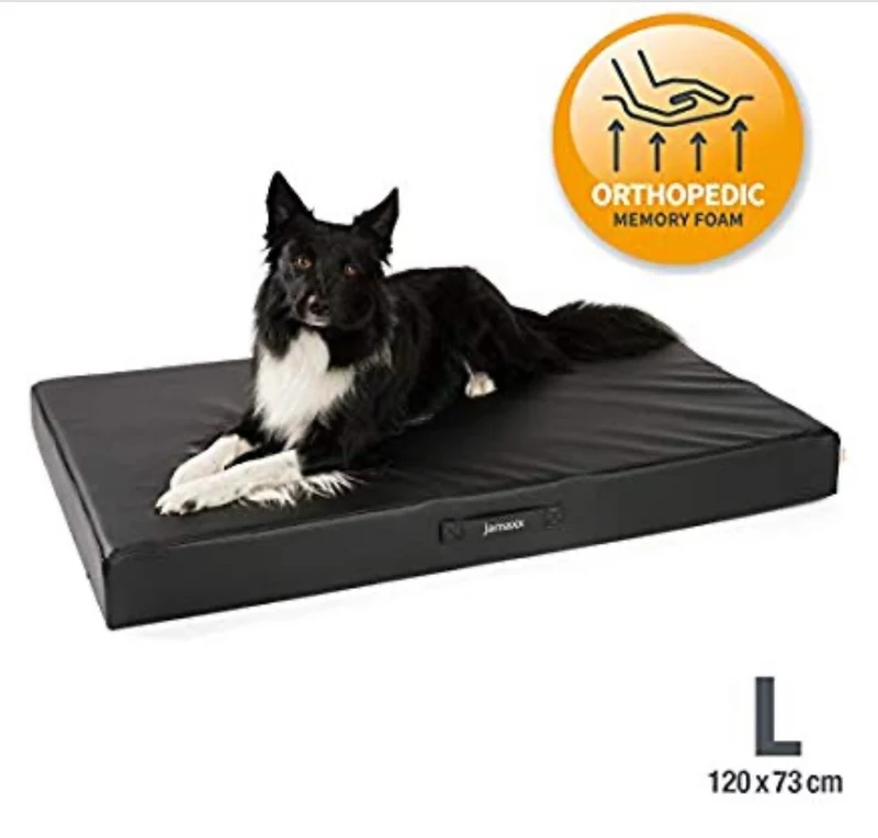 PDB1017, Premium Hunde-Matratze, Deluxe Kunstleder, 2-Lagen Orthopädische HundeMatte ★ Memory Foam, S/M/L, braun grau schwarz
