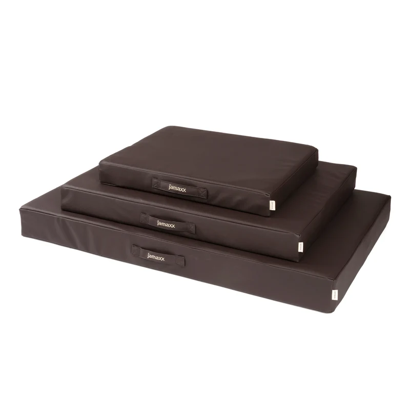PDB1017, Premium Hunde-Matratze, Deluxe Kunstleder, 2-Lagen Orthopädische HundeMatte ★ Memory Foam, S/M/L, braun grau schwarz