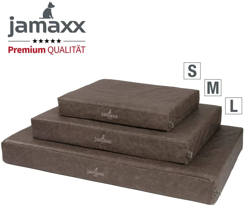 PDB1017, Premium Hunde-Matratze, Deluxe Kunstleder, 2-Lagen Orthopädische HundeMatte ★ Memory Foam, S/M/L, braun grau schwarz