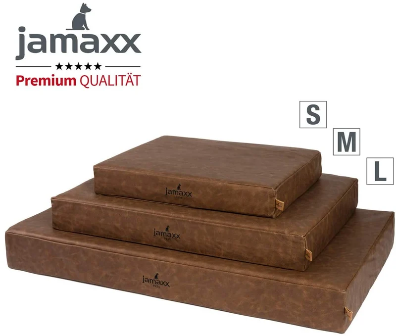PDB1017, Premium Hunde-Matratze, Deluxe Kunstleder, 2-Lagen Orthopädische HundeMatte ★ Memory Foam, S/M/L, braun grau schwarz