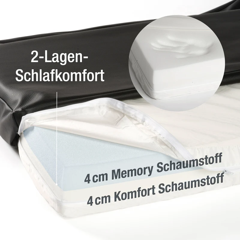 PDB1017, Premium Hunde-Matratze, Deluxe Kunstleder, 2-Lagen Orthopädische HundeMatte ★ Memory Foam, S/M/L, braun grau schwarz