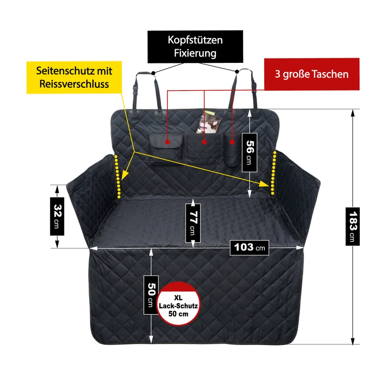 [PDSC2] - Auto Schondecke für Rücksitze u Kofferraum Wasserdicht Waschbar Premium Hunde-Decke für SUV Kombi oder Limousine