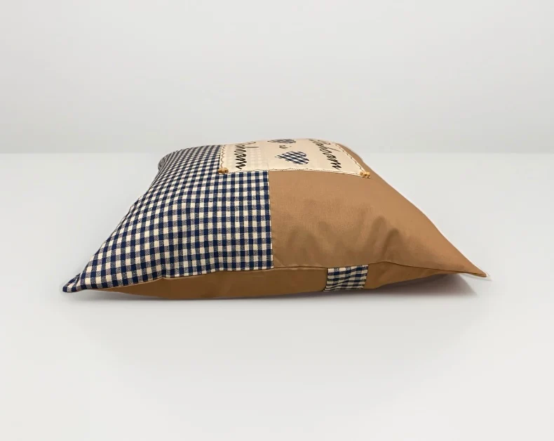 Landhausstil Kissenhülle, Landhaus Dekokissen*Dahoam is Dahoam * blau /beige kariert