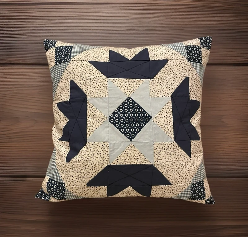 Patchwork Kissenhülle, Landhausstil Kissenbezug, blau/weiß 40x40cm