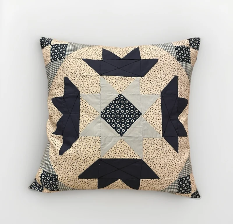 Patchwork Kissenhülle, Landhausstil Kissenbezug, blau/weiß 40x40cm