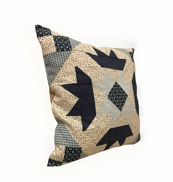 Patchwork Kissenhülle, Landhausstil Kissenbezug, blau/weiß 40x40cm