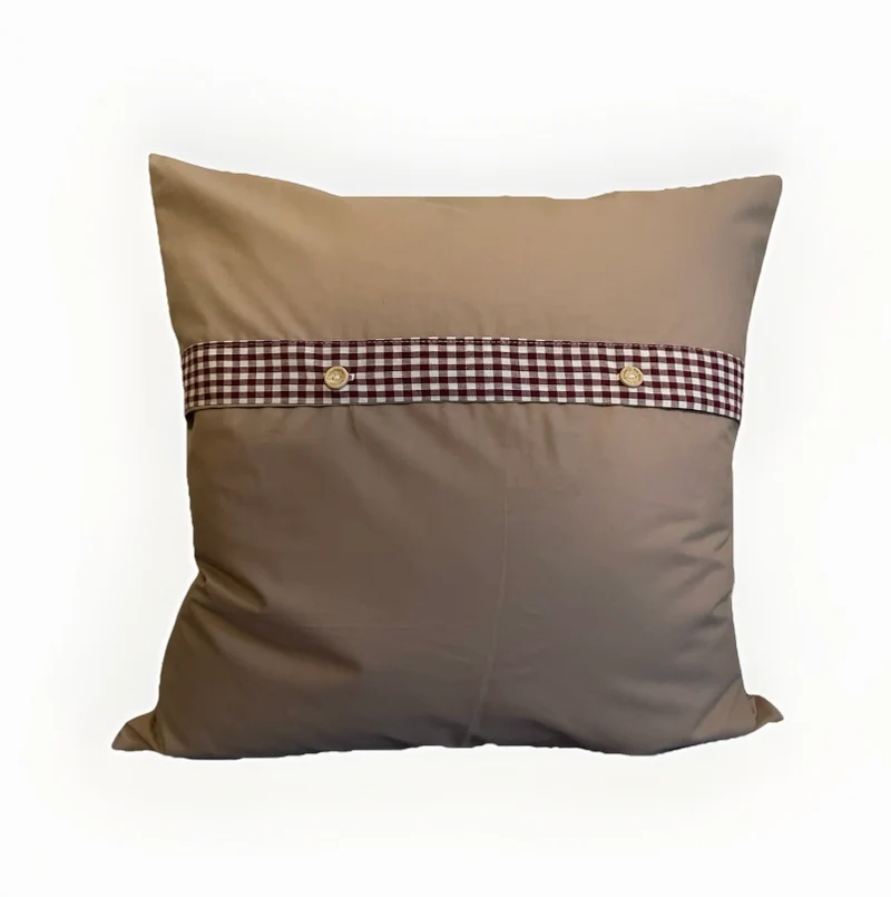 Patchwork Kissenhülle, Landhausstil Kissenbezug, beige/weinrot