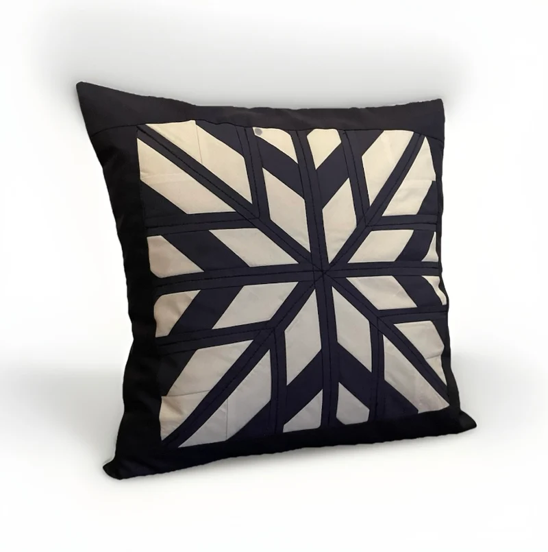 Patchwork Kissenhülle, Landhausstil Kissenbezug, blau/weiß 40x40cm