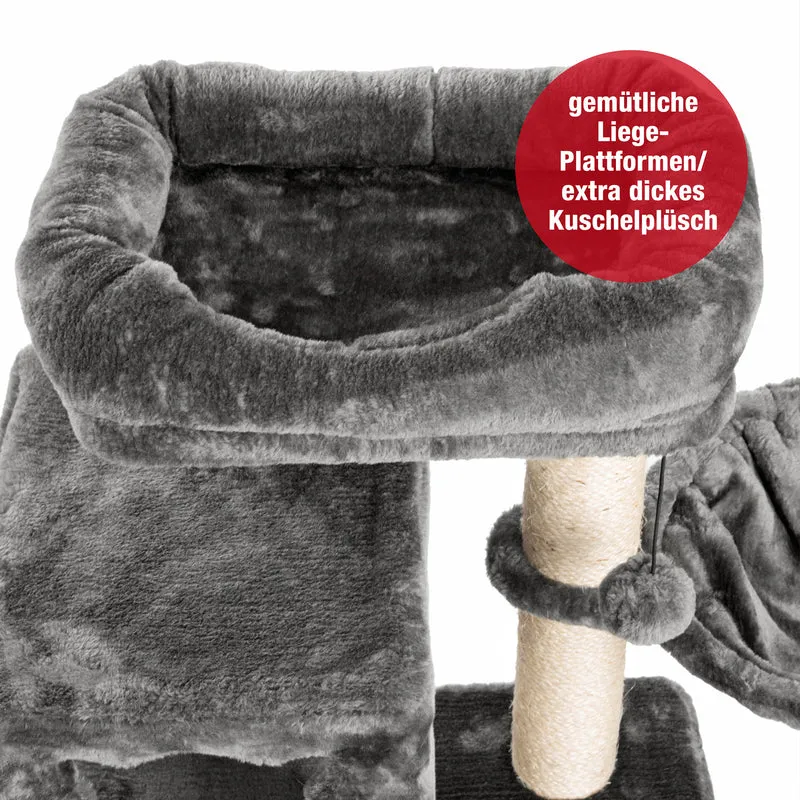 PCT6008, Premium Katzenbaum XXL H90cm, Stabil, Extra-Starke Bodenplatte und Dicke Stämme, Kuschelig-Weiches Soft-Plüsch, Höhle und Kuschel-Körbchen, PCT6008
