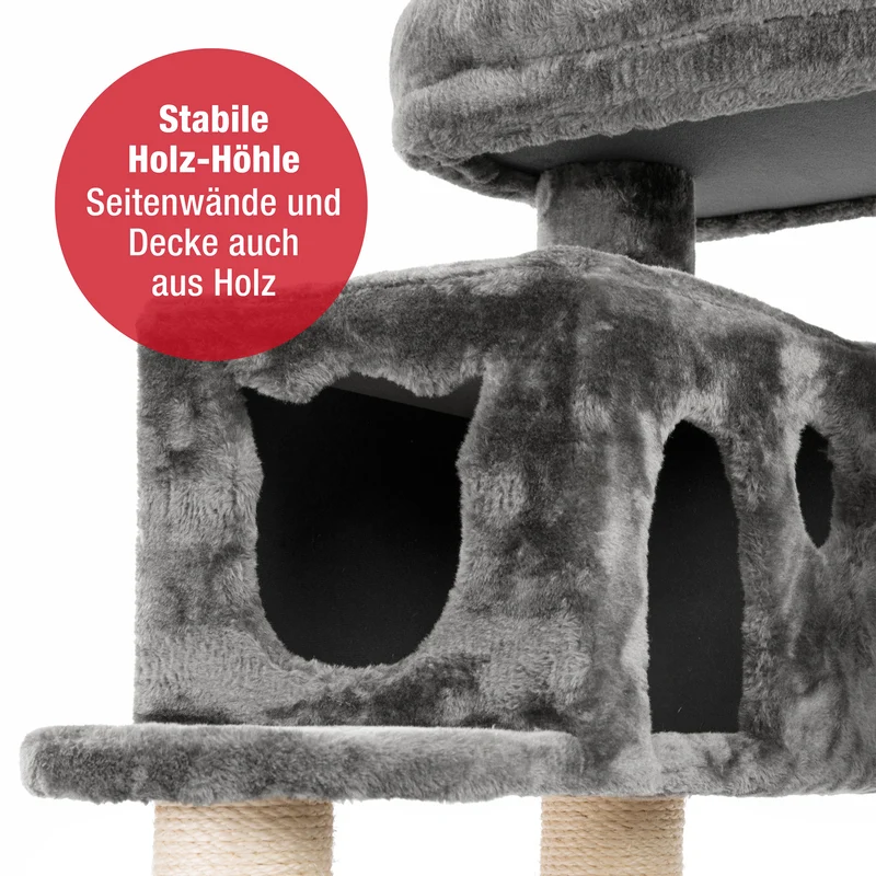 PCT6008, Premium Katzenbaum XXL H90cm, Stabil, Extra-Starke Bodenplatte und Dicke Stämme, Kuschelig-Weiches Soft-Plüsch, Höhle und Kuschel-Körbchen, PCT6008