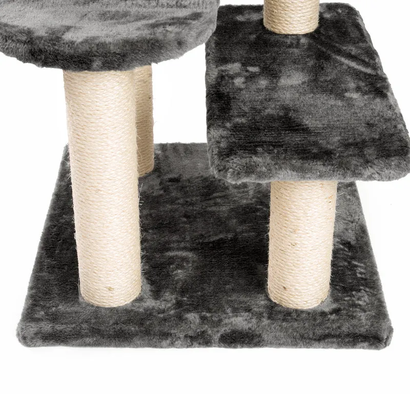 PCT6008, Premium Katzenbaum XXL H90cm, Stabil, Extra-Starke Bodenplatte und Dicke Stämme, Kuschelig-Weiches Soft-Plüsch, Höhle und Kuschel-Körbchen, PCT6008