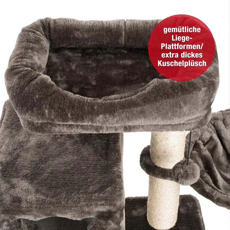 PCT6008, Premium Katzenbaum XXL H90cm, Stabil, Extra-Starke Bodenplatte und Dicke Stämme, Kuschelig-Weiches Soft-Plüsch, Höhle und Kuschel-Körbchen, PCT6008
