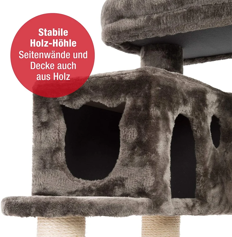 PCT6008, Premium Katzenbaum XXL H90cm, Stabil, Extra-Starke Bodenplatte und Dicke Stämme, Kuschelig-Weiches Soft-Plüsch, Höhle und Kuschel-Körbchen, PCT6008